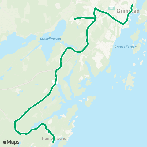 AKT - Agder kollektivtrafikk Grimstad-Myråsen-Homborsund map