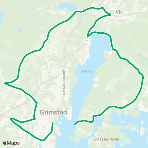 AKT - Agder kollektivtrafikk Grimstad-Rønnes map