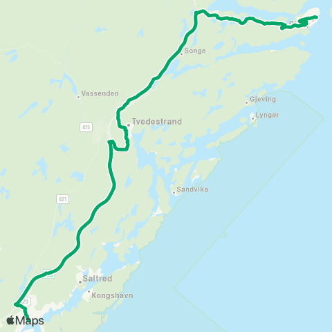 AKT - Agder kollektivtrafikk Arendal-Tvedestrand-Risør map
