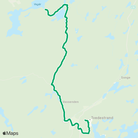 AKT - Agder kollektivtrafikk Tvedestrand-Vegårshei map