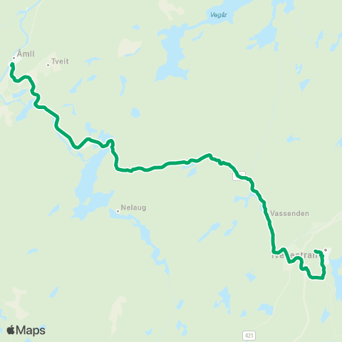 AKT - Agder kollektivtrafikk Åmli-Tvedestrand map