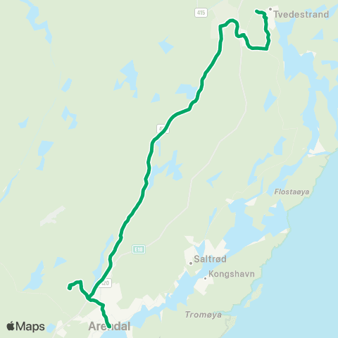 AKT - Agder kollektivtrafikk Arendal-Holt-Tvedestrand map