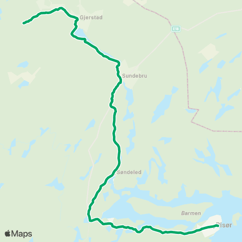 AKT - Agder kollektivtrafikk Gjerstad-Vinterkjær map