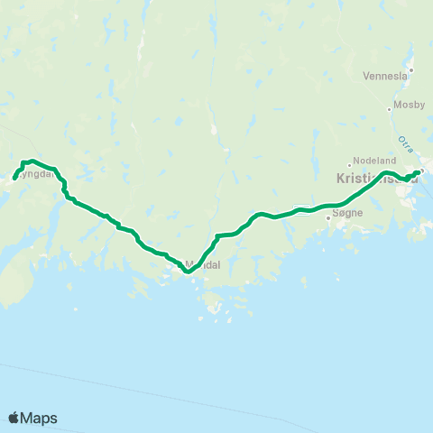 AKT - Agder kollektivtrafikk Kristiansand-Mandal-Lyngdal map