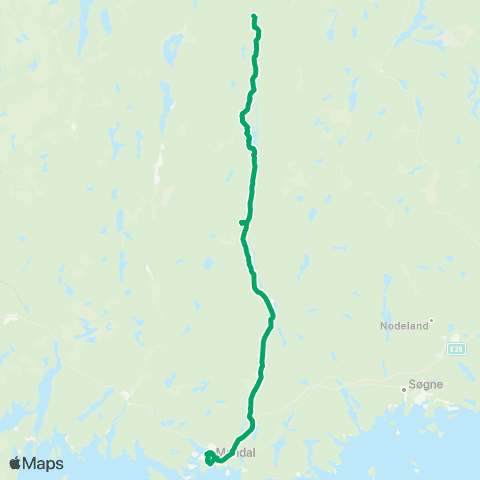 AKT - Agder kollektivtrafikk Mandal-Marnardal-Bjelland map