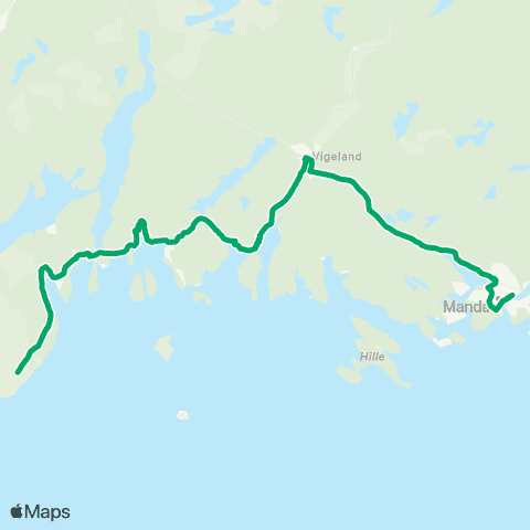 AKT - Agder kollektivtrafikk Mandal-Vigeland-Lindesnes map