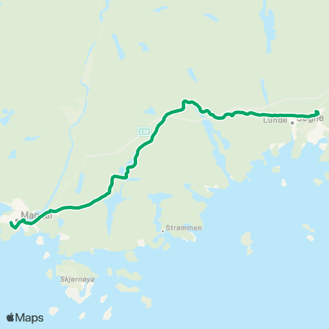 AKT - Agder kollektivtrafikk Mandal - Møll - Dølebru map