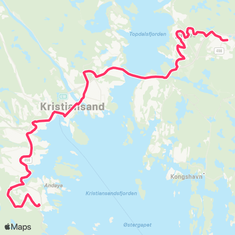 AKT - Agder kollektivtrafikk Hånes - Voiebyen map