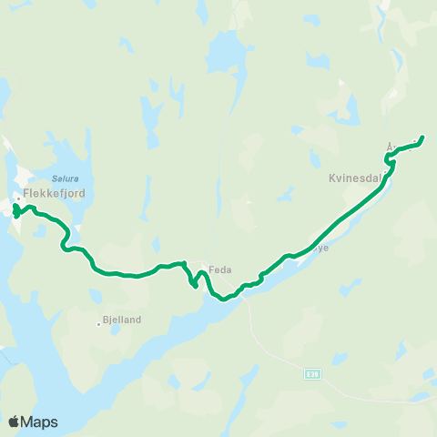 AKT - Agder kollektivtrafikk Flekkefjord - Kvinesdal map