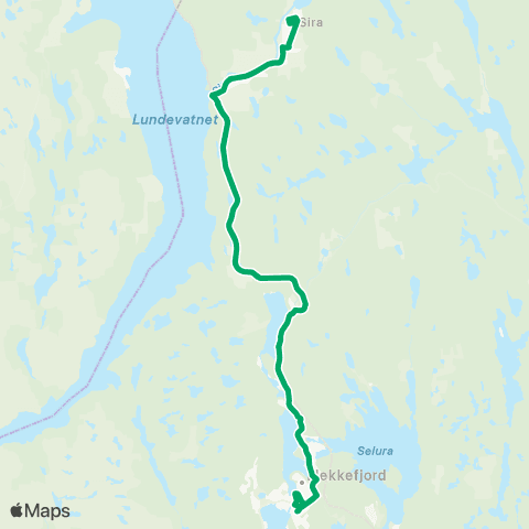 AKT - Agder kollektivtrafikk Flekkefjord - Sira - Moi map