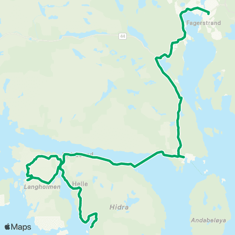 AKT - Agder kollektivtrafikk Flekkefjord - Hidra map