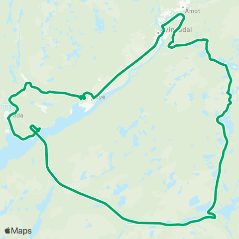 AKT - Agder kollektivtrafikk Kvineshei-Opofte-Feda-Liknes map