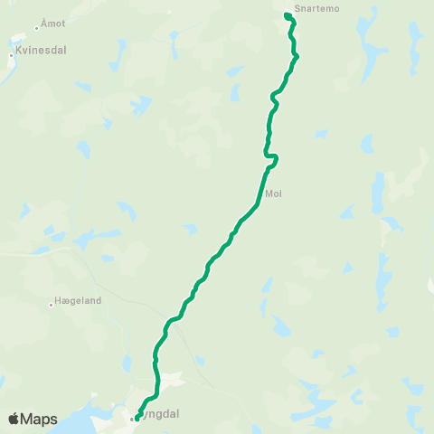 AKT - Agder kollektivtrafikk Lyngdal - Bryggeså map