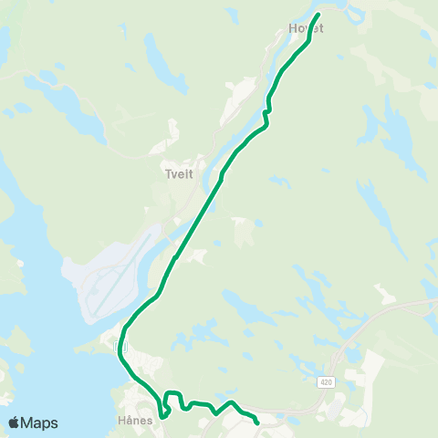 AKT - Agder kollektivtrafikk Tveit-Sørlandsparken-Kr.Sand map