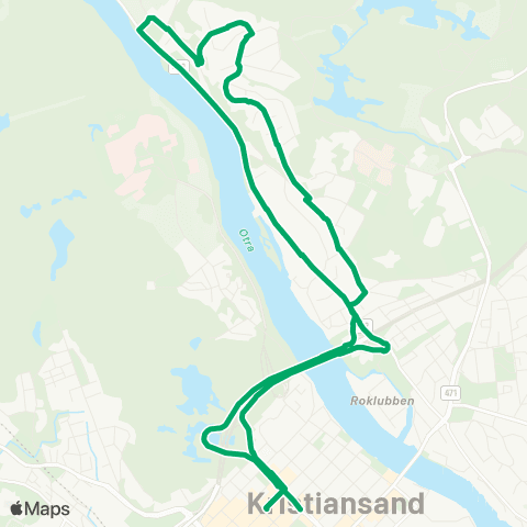 AKT - Agder kollektivtrafikk Skaugo-Kristiansand map
