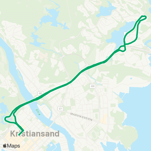 AKT - Agder kollektivtrafikk Kristiansand - Kongsgård II map