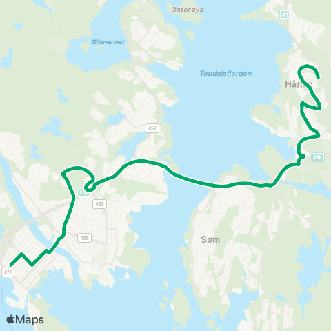 AKT - Agder kollektivtrafikk Voiebyen - Hånes map