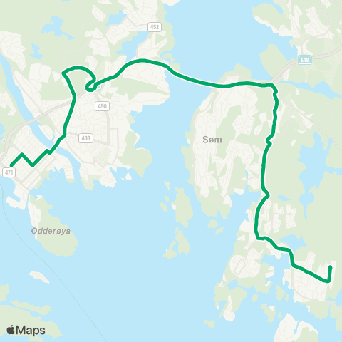 AKT - Agder kollektivtrafikk Kvadraturen-Holte map