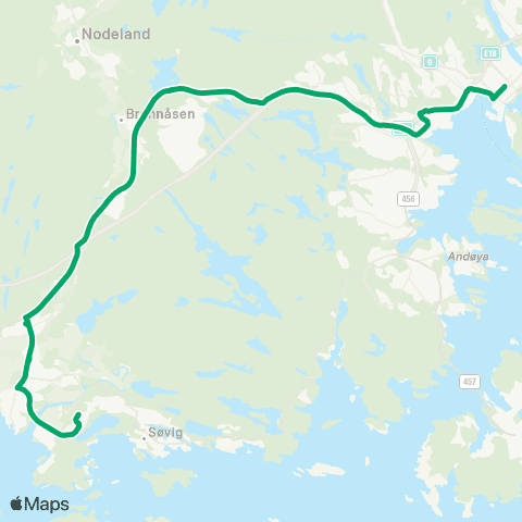 AKT - Agder kollektivtrafikk Nattbuss Høllen-Årosskogen map