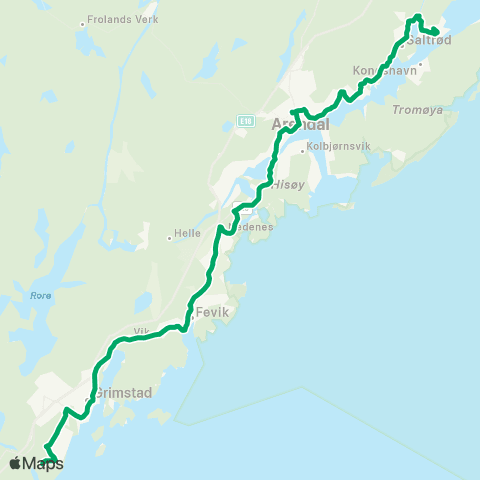 AKT - Agder kollektivtrafikk Eydehavn-Arendal-Grimstad S / N map