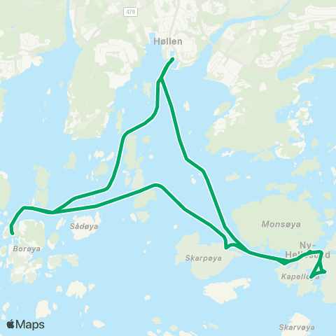 AKT - Agder kollektivtrafikk Høllen - Ny-Hellesund map