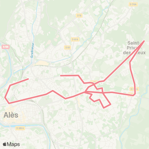 Ales'Y St Privat des Vieux - Ales Gare routière map