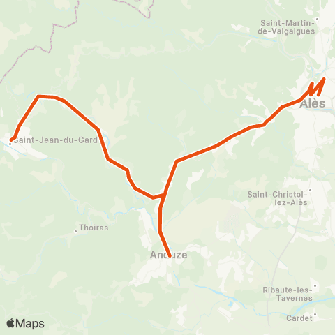 Ales'Y Saint Jean du Gard - Ales Gare routière map