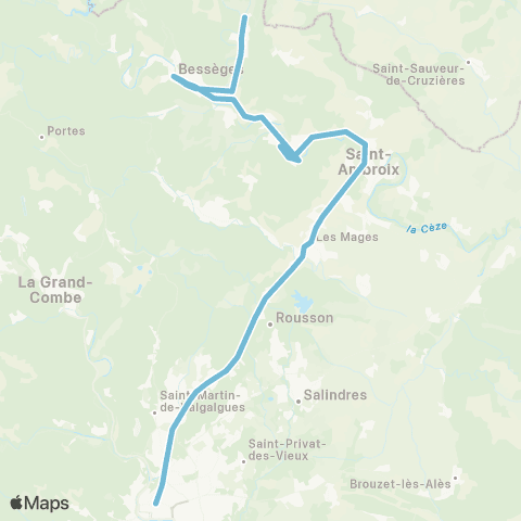 Ales'Y Robiac Rochessadoule - Gagnieres - Besseges - Ales map