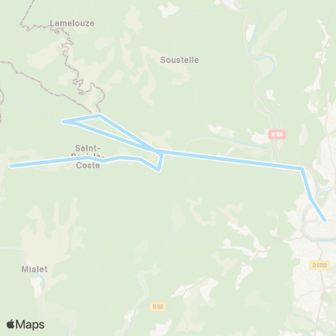 Ales'Y TAD St Paul la Coste - Ales Gare rout. map