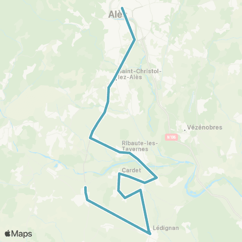 Ales'Y TAD Quissac - Ales map