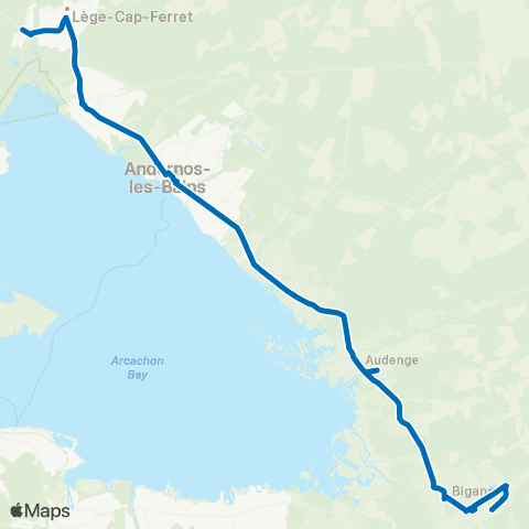 Alégo Lège Cap Ferret les Chênes - Biganos Gare map