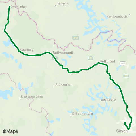 Martin Leydon Coaches Swanlinbar - Cavan map