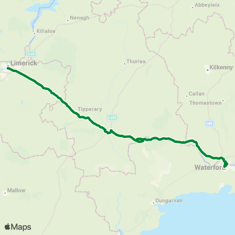 Piltown Coaches Clonmel - Waterford map