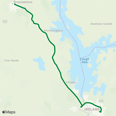 Roscommon Coaches Roscommon - Athlone map