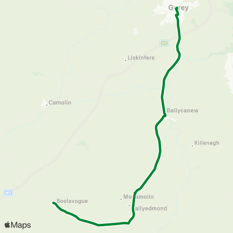 Matthew Whelan Mini Bus Hire Ballyedmond - Gorey map