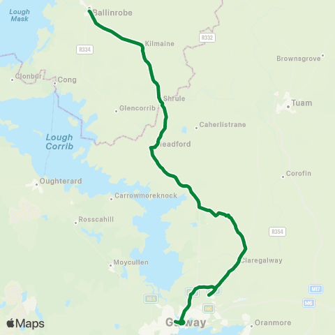 Burkesbus Ballinrobe - Headfort - Galway map