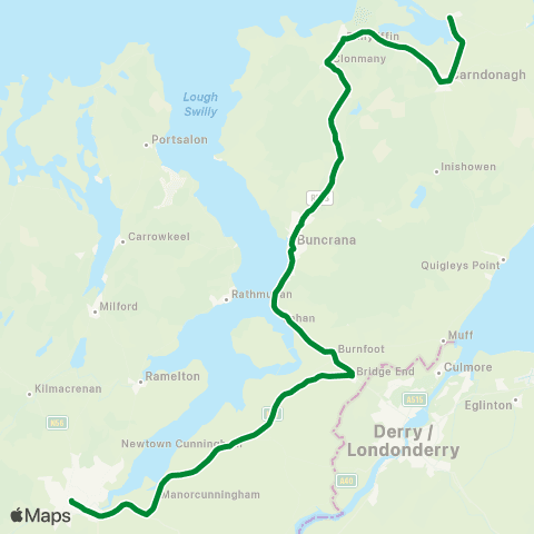 McGonagle Bus and Coach Hire Malin - Buncrana - Letterkenny map