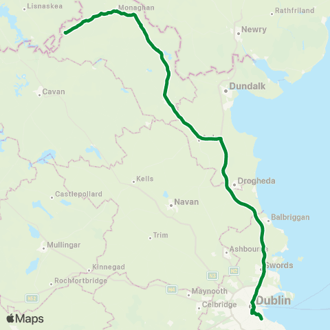 McConnon Travel Clones - Monaghan - Dublin map