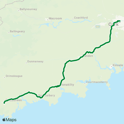 West Cork Connect Cork - Skibbereen map