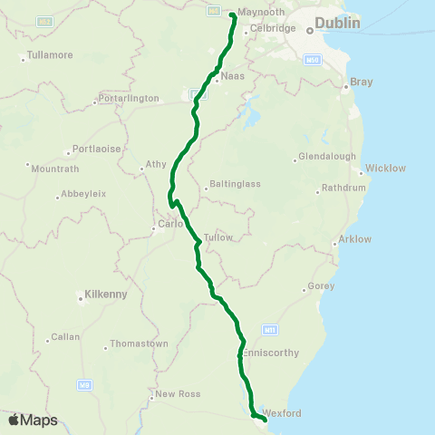 Ardcavan Coach Tours Wexford - Maynooth map