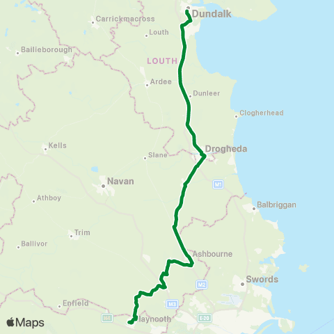 Streamline Coaches Dundalk - Drogheda - Maynooth map