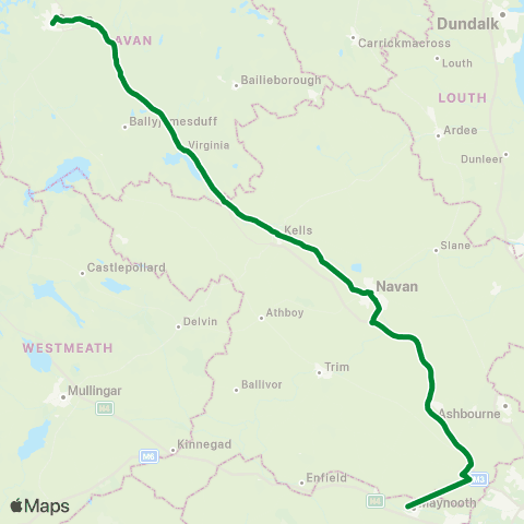 Streamline Coaches Cavan - Navan - Maynooth map