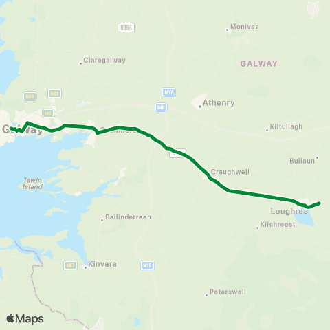 Healy Bus Galway - Loughrea map