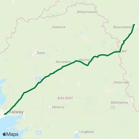 Pat Naughton Roscommon Coaches Ltd. Roscommon - Galway map