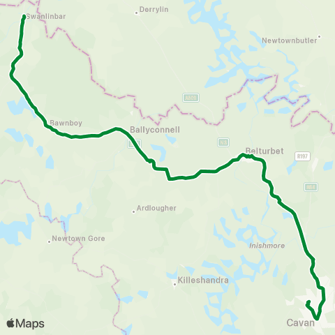 Leydons Coaches Swanlinbar - Cavan map