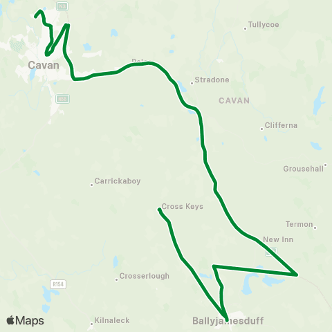 Reilly Bus Hire Crosskeys - Cavan map
