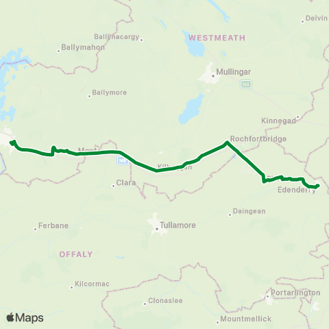 Walshs Coaches Edenderry - Athlone map