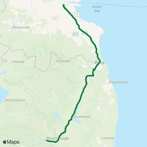 St. Kevin's Bus Service Glendalough - Dublin map