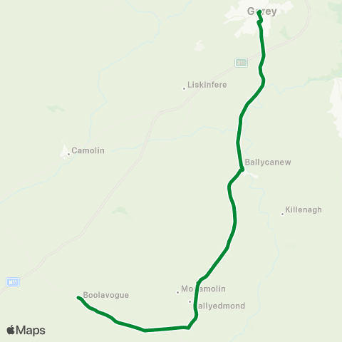 Matt Whelan Mini Bus Hire Ballyedmond - Gorey map