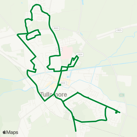 K Buggy Coaches Tullamore Town Service map